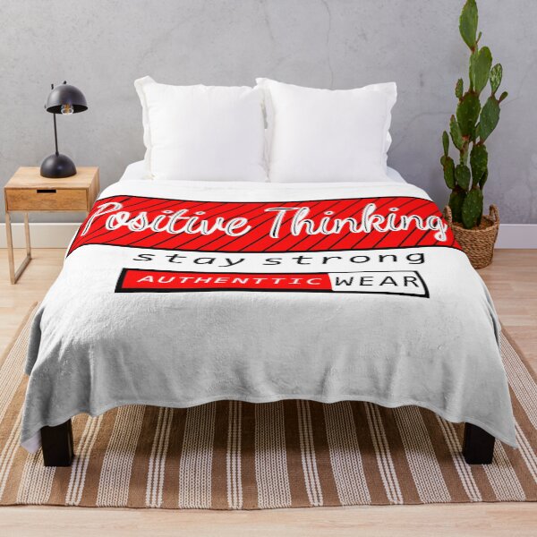 Item preview, "Positive Thinking - Authentic Wear" Red Striped Typography T-Shirt Design designed and sold by Carftora786.