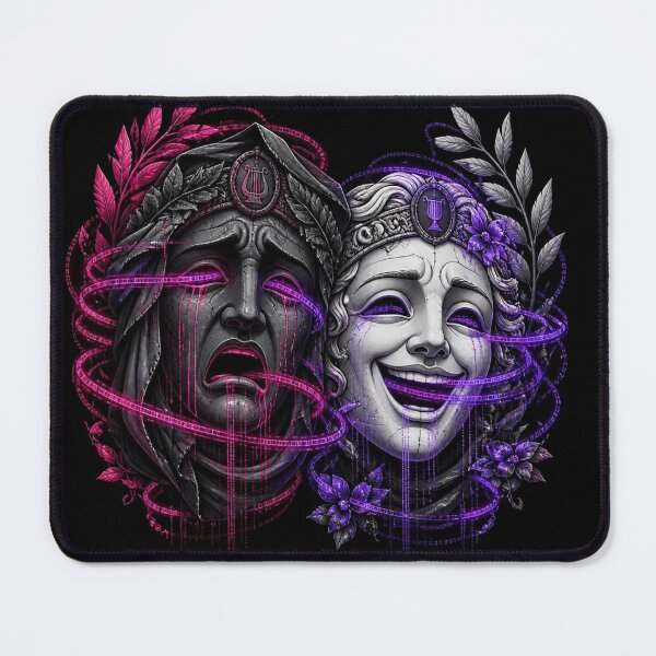 Item preview, Gothic Cyberpunk Neon Tragedy Comedy Theater Masks designed and sold by LazyDayzCo.
