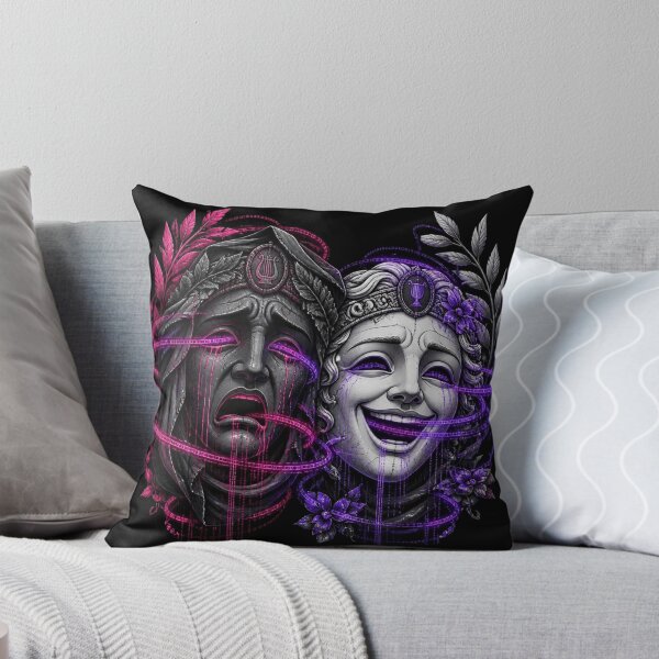 Item preview, Gothic Cyberpunk Neon Tragedy Comedy Theater Masks designed and sold by LazyDayzCo.