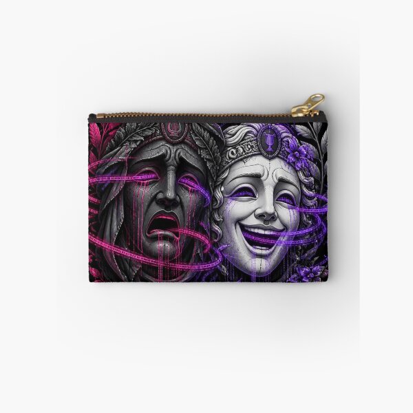 Item preview, Gothic Cyberpunk Neon Tragedy Comedy Theater Masks designed and sold by LazyDayzCo.