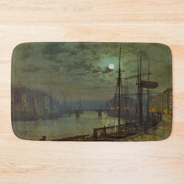 Item preview, Lights in Whitby Harbor, England landscape painting by John Atkinson Grimshaw designed and sold by Jéanpaul  Ferro.
