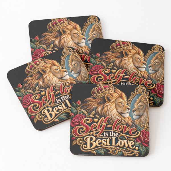 Item preview, Self-Love Is the Best Love Lion Mirror Embroidery Design designed and sold by Emoji Emblems.