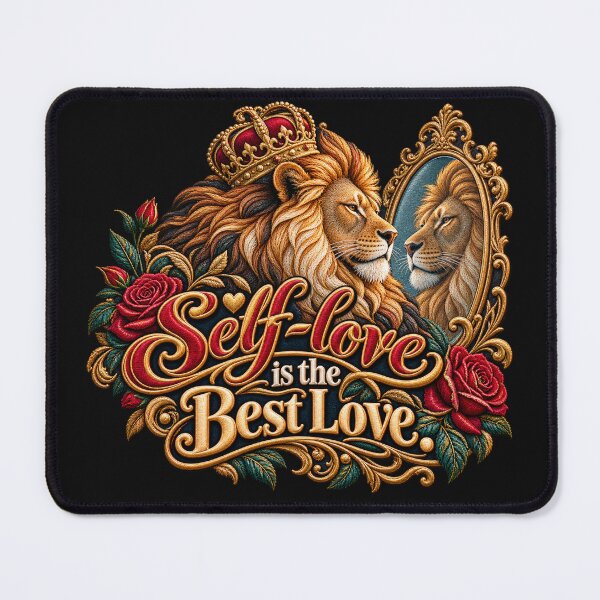 Item preview, Self-Love Is the Best Love Lion Mirror Embroidery Design designed and sold by Emoji Emblems.