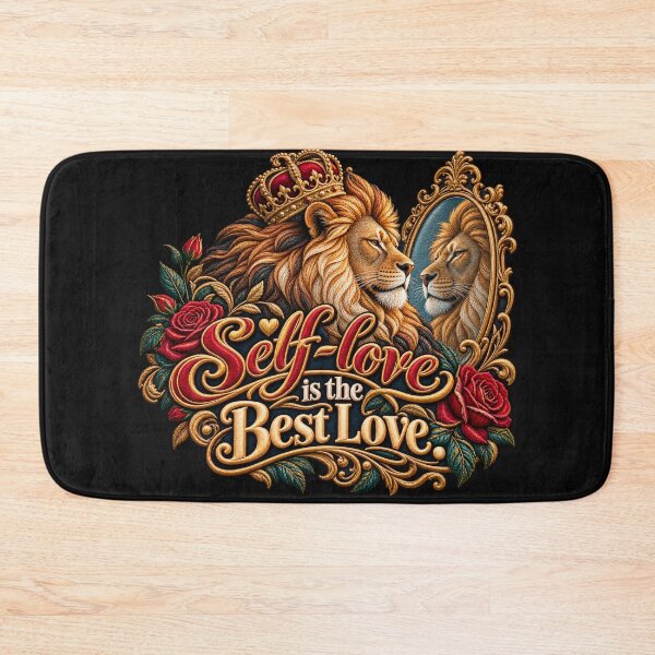 Item preview, Self-Love Is the Best Love Lion Mirror Embroidery Design designed and sold by Emoji Emblems.