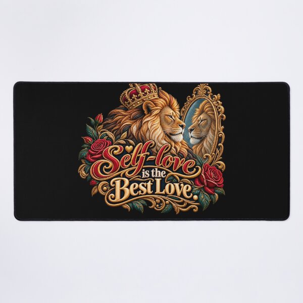 Item preview, Self-Love Is the Best Love Lion Mirror Embroidery Design designed and sold by Emoji Emblems.