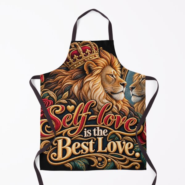 Item preview, Self-Love Is the Best Love Lion Mirror Embroidery Design designed and sold by Emoji Emblems.