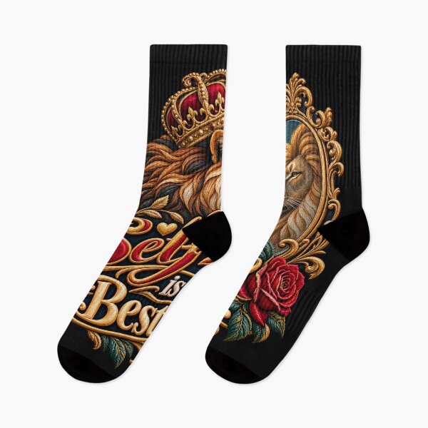 Item preview, Self-Love Is the Best Love Lion Mirror Embroidery Design designed and sold by Emoji Emblems.