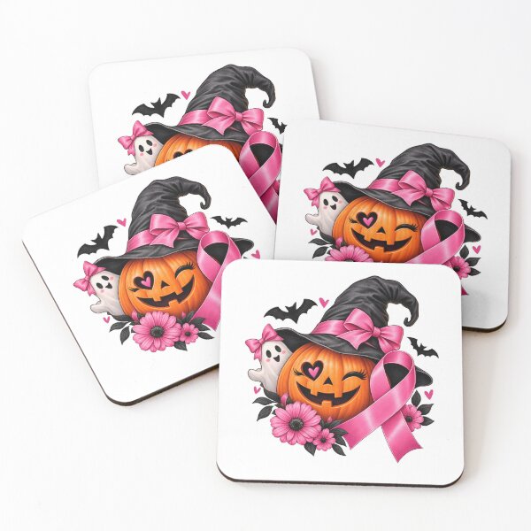 Artikelvorschau, Halloween-Kürbis zur Brustkrebsvorsorge mit rosa Schleife entworfen und verkauft von PlumArtDesign.