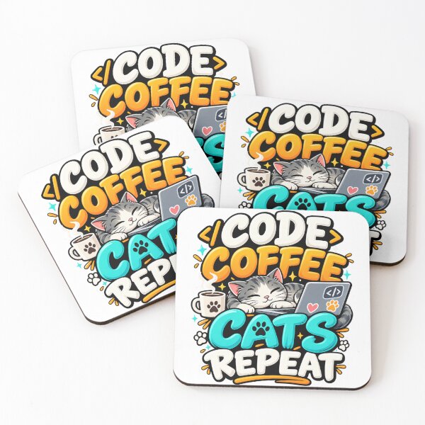 Item preview, Code Coffee Cats Repeat – Funny Programmer Cat Design designed and sold by EcomGenius.