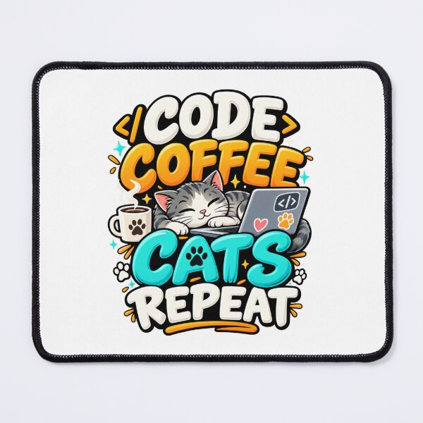 Item preview, Code Coffee Cats Repeat – Funny Programmer Cat Design designed and sold by EcomGenius.