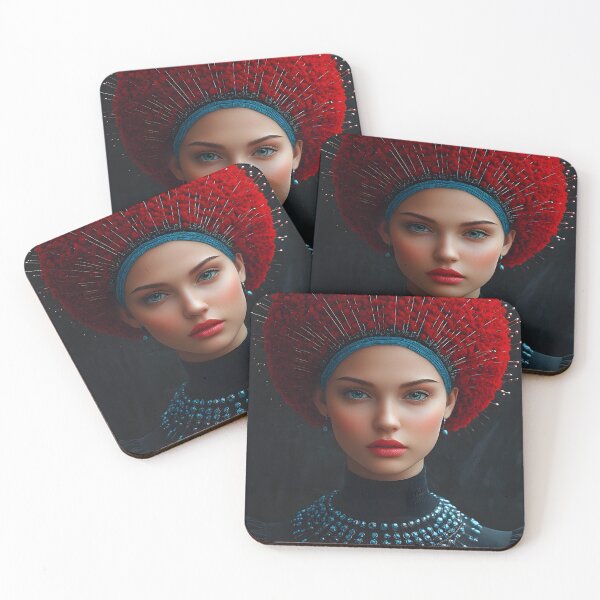 Item preview, Stunning Artistic Portrait with Red Headpiece designed and sold by Artessie.