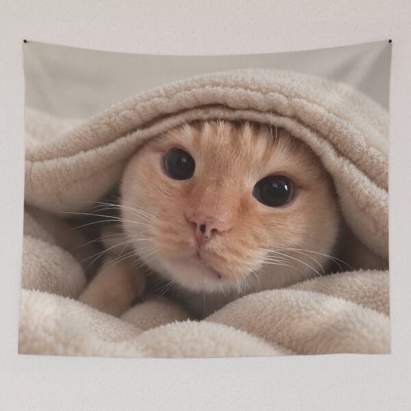 Item preview, Cat Pitufin Burrito Style Under the Blanket designed and sold by MichiCuteCat.