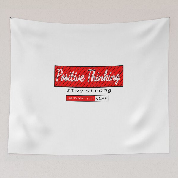 Item preview, "Positive Thinking - Authentic Wear" Red Striped Typography T-Shirt Design designed and sold by Carftora786.