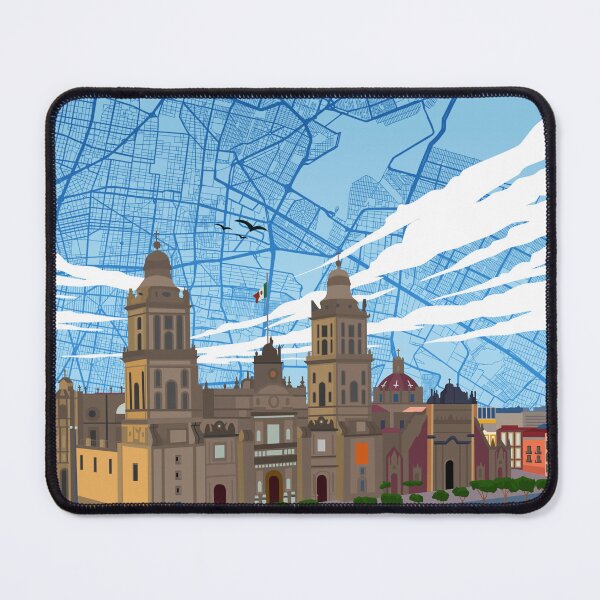 Item preview, Mexico City Metropolitan Cathedral Zocalo Map Travel Art designed and sold by Stadify.
