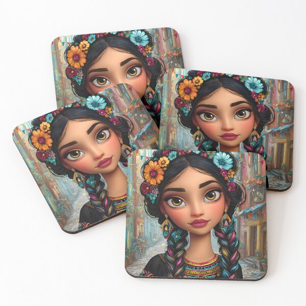 Item preview, Colorful Portrait of a Young Woman in Vibrant Attire designed and sold by Artessie.