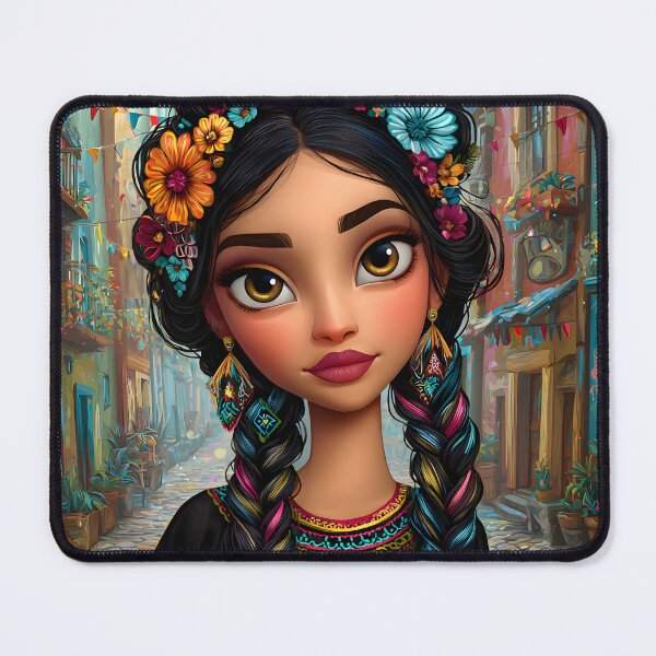 Item preview, Colorful Portrait of a Young Woman in Vibrant Attire designed and sold by Artessie.