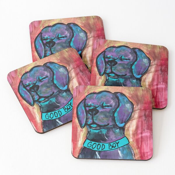 Item preview, Acrylic painting of a dog with a collar bearing the inscription "Good Boy" designed and sold by Vision Illustrated.
