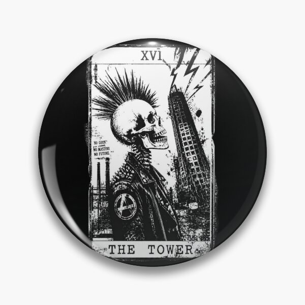 Item preview, The Tower XVI Punk Tarot Card - Anarchy Skeleton Art designed and sold by ERODED SELF.
