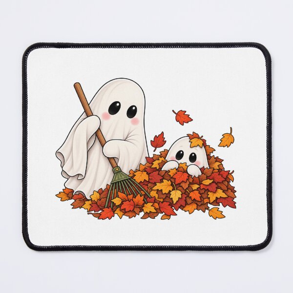 Item preview, Cute Ghosts Raking Autumn Leaves designed and sold by House Of Hauntlings.