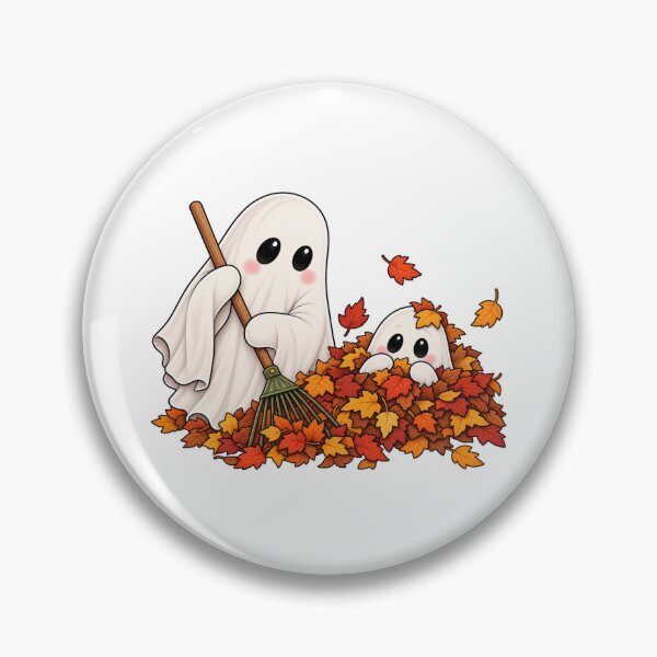 Item preview, Cute Ghosts Raking Autumn Leaves designed and sold by House Of Hauntlings.