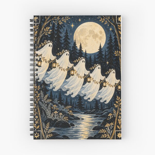 Item preview, Ghost Levitating Parade Above moonlit Pine Forest designed and sold by scicilysimonee.