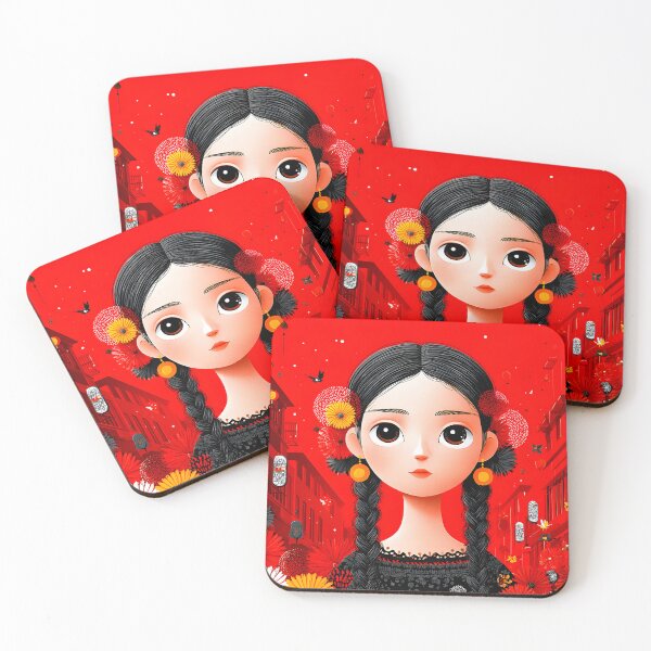 Item preview, Colorful Portrait of a Girl Surrounded by Flowers designed and sold by Artessie.