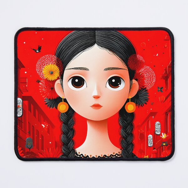 Item preview, Colorful Portrait of a Girl Surrounded by Flowers designed and sold by Artessie.