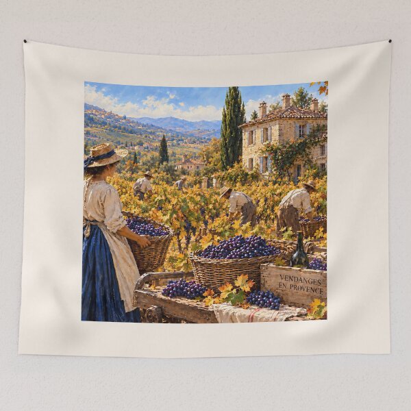 Item preview, Vendanges en Provence — Autumn Grape Harvest in the French Countryside-Upscaled Version designed and sold by Novel Works Studio.