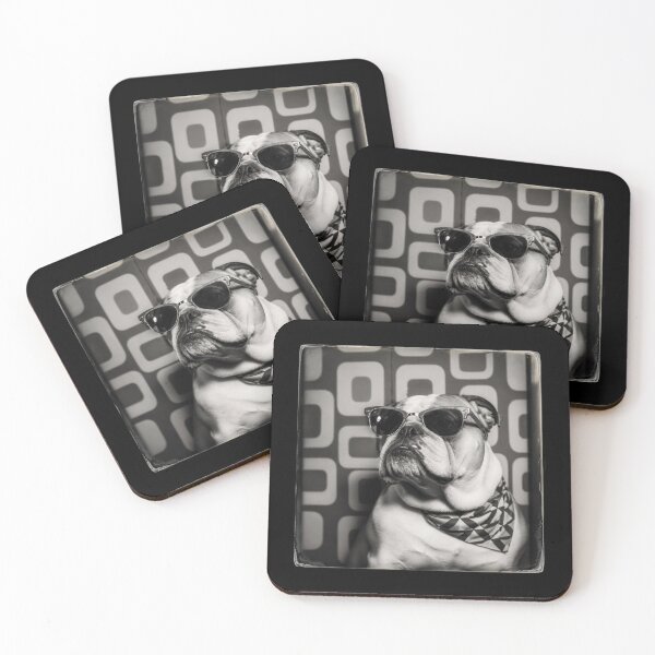 Item preview, Cool English Bulldog Wearing Sunglasses and Bandana Modern Vintage Portrait designed and sold by HYPNK.