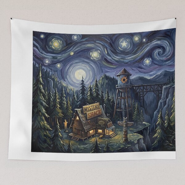 Item preview, Gravity Falls Starry Night Fantasy Landscape designed and sold by Bad-Decisions-Designs.