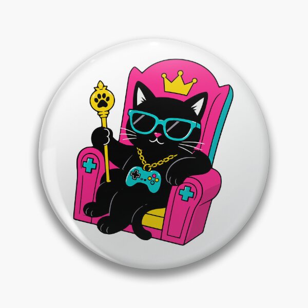 Item preview, Black Cat King Gamer T-Shirt – Cool Retro Pop Art Throne Design Gift designed and sold by Simon-art-land.