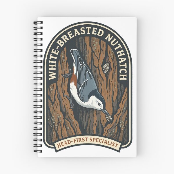 Item preview, White-Breasted Nuthatch Head-First Specialist Illustration designed and sold by shifumart.