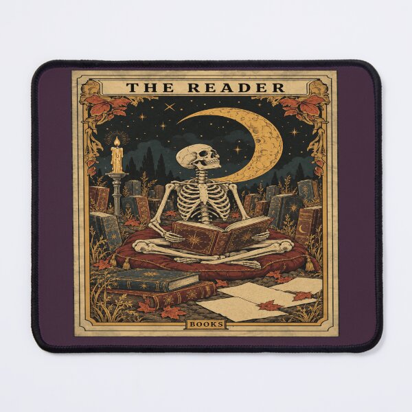 Item preview, Gothic Skeleton Reader for Book Lovers designed and sold by POD DYNASTY | Original Print On Demand T-Shirt Graphics.