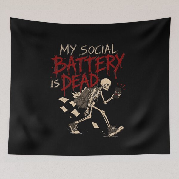 Item preview, My Social Battery Is Dead Skeleton Halloween designed and sold by selvashop.