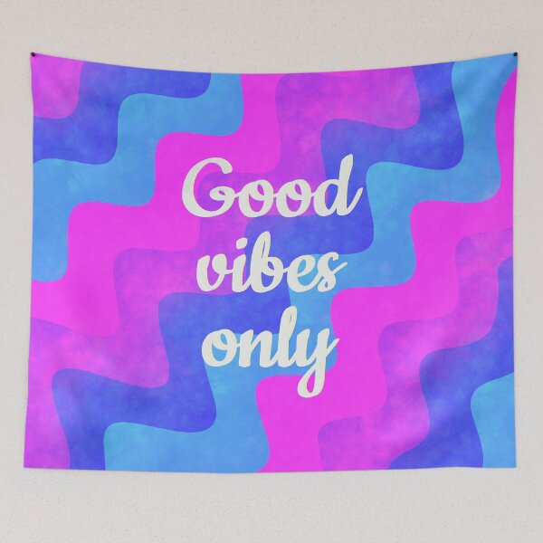 Item preview, Good vibes only retro blue designed and sold by Ana Gorozpe.