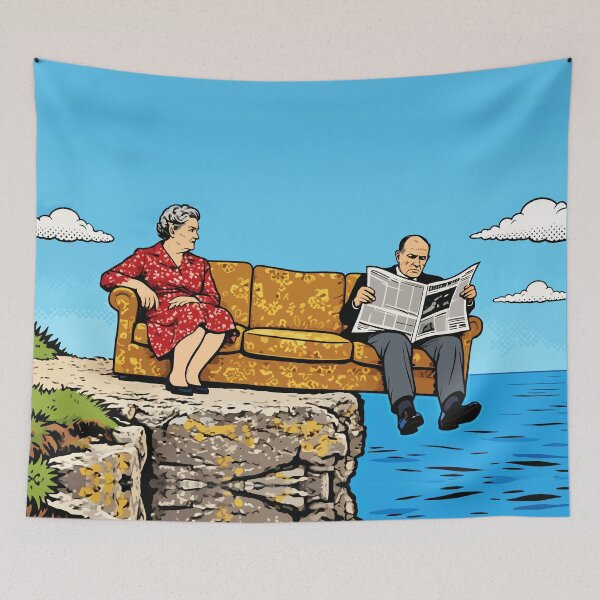 Item preview, Edge of the Cliff – Pop Art Couple Illustration designed and sold by RamyGallery.