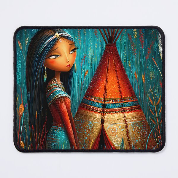 Item preview, Elegant Native American Woman by a Teepee designed and sold by Artessie.
