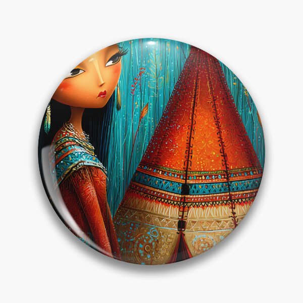 Item preview, Elegant Native American Woman by a Teepee designed and sold by Artessie.