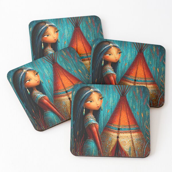 Item preview, Elegant Native American Woman by a Teepee designed and sold by Artessie.