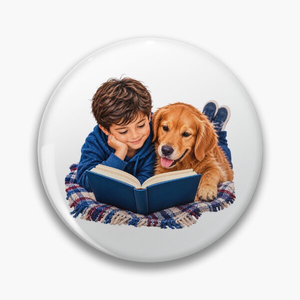 Item preview, Boy reading with his dog – Love of reading designed and sold by FootprintofLove.