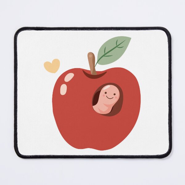 Item preview, Cute Red Apple Happy Worm designed and sold by BetweenForms.