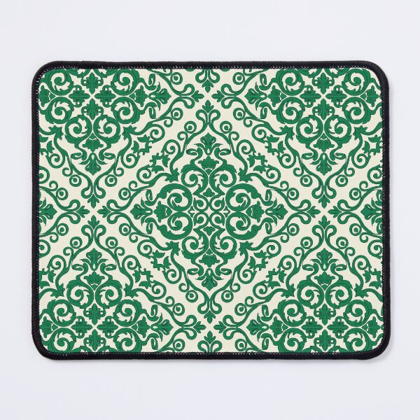 Item preview, Emerald Green Cream Damask Scroll Pattern designed and sold by AIG - Andrei Ilie Graphics.