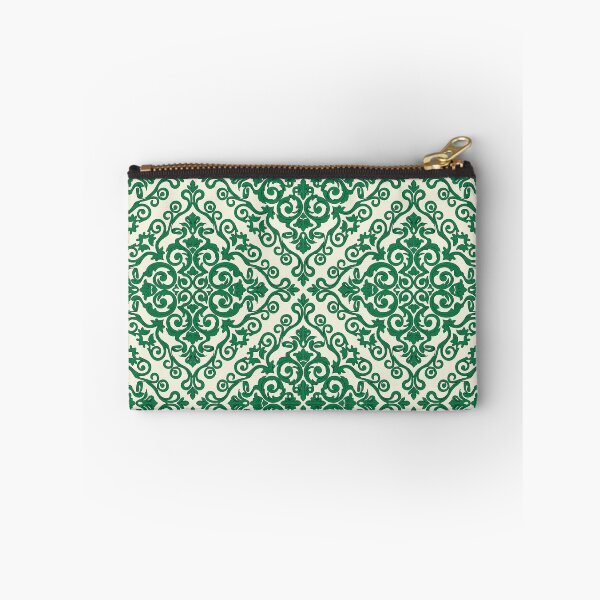 Item preview, Emerald Green Cream Damask Scroll Pattern designed and sold by AIG - Andrei Ilie Graphics.