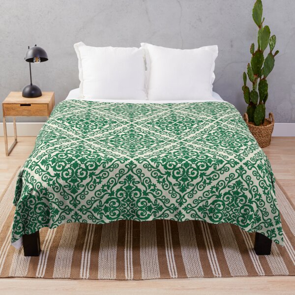 Item preview, Emerald Green Cream Damask Scroll Pattern designed and sold by AIG - Andrei Ilie Graphics.