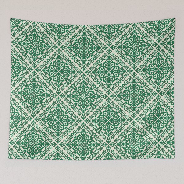 Item preview, Emerald Green Cream Damask Scroll Pattern designed and sold by AIG - Andrei Ilie Graphics.