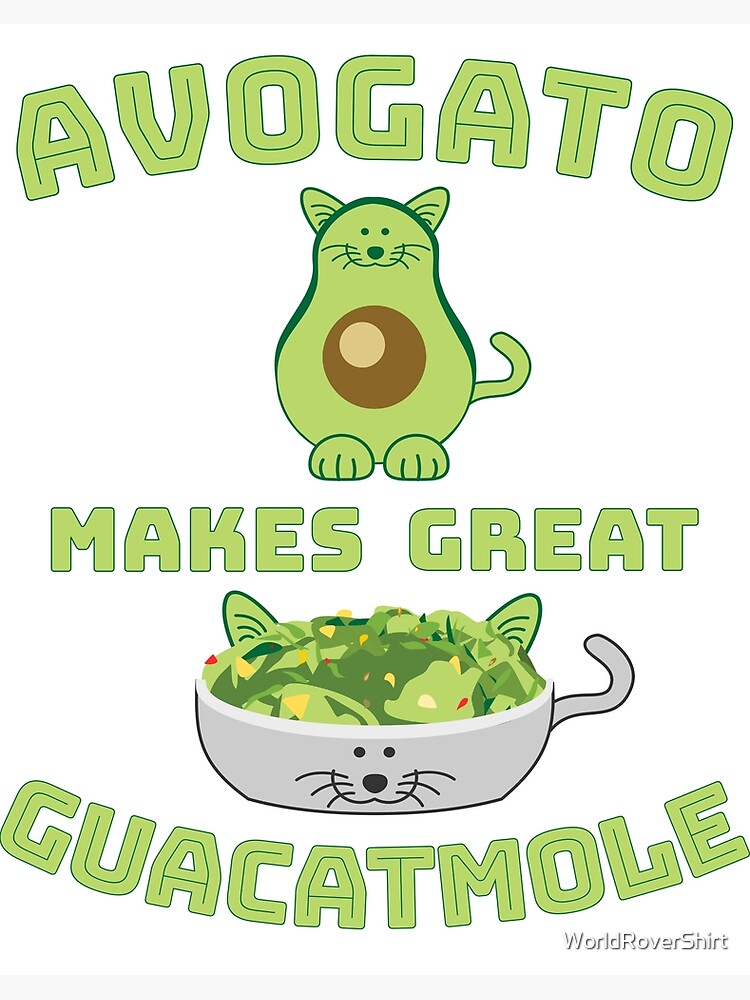 Guacamole funny avocado cat cartoon Avogato make Guacatmole Art Board  Print
