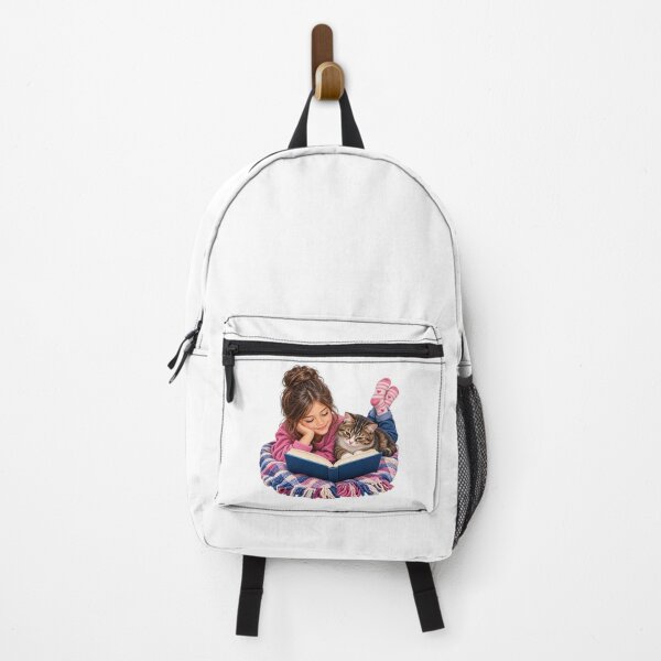 Item preview, Girl Reading with Her Cat – Cozy Reading Buddy designed and sold by FootprintofLove.
