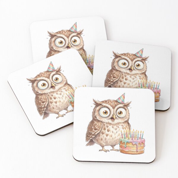 Item preview, Surprised Owl Birthday Cake Watercolor designed and sold by Tiffany Roy.