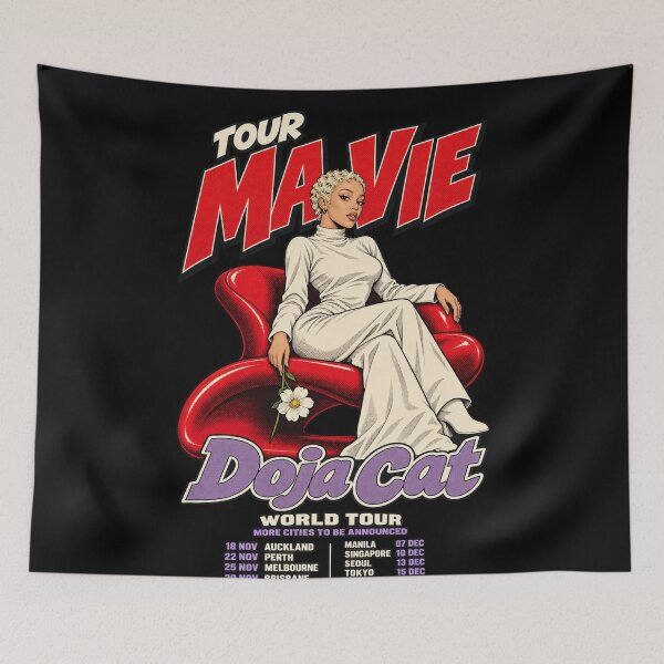Item preview, Doja Cat Tour Ma Vie World Tour Comic Style Red Chair Concert Poster designed and sold by Cuiroblinda.