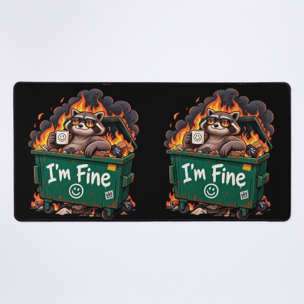 Item preview, Im Fine Dumpster Fire Raccoon Funny Sarcastic Meme designed and sold by CrazySzoopWorld.